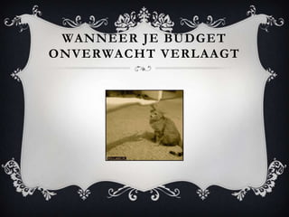 WANNEER JE BUDGET
ONVERWACHT VERLAAGT
 
