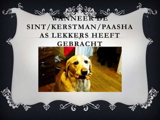 WANNEER DE
SINT/KERSTMAN/PAASHA
   AS LEKKERS HEEFT
       GEBRACHT
 