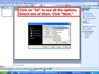 Click on “All” to see all the options. Select one of them. Click “Next.” 