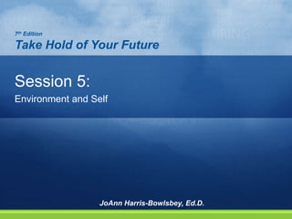 Session 5:
Environment and Self
7th Edition
Take Hold of Your Future
JoAnn Harris-Bowlsbey, Ed.D.
 