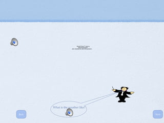 QuickTime™ and a
                             decompressor
                     are needed to see this picture.




       What is the weather like?

Back                                                   Next
 