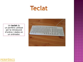 Un teclat és
un perifèric utilitzat
 per la introducció
d'ordres i dades en
   un ordinador.
 