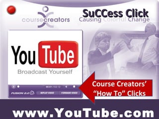 [object Object],Course Creators’ “ How To” Clicks SuCCess Click 
