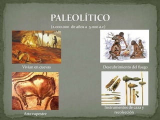 CRONOLOGÍA2.000.000 a.c5.000 a.c4.000 a.c1.000 a.c EscrituraAparición del hombre