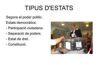 Components: fronteres, governs, lleis i símbols. 