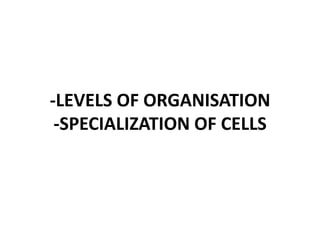 -LEVELS OF ORGANISATION-SPECIALIZATION OF CELLS 