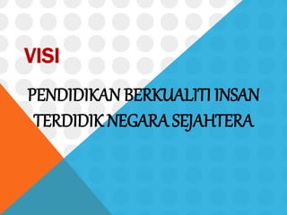 VISI
PENDIDIKAN BERKUALITI INSAN
TERDIDIK NEGARA SEJAHTERA
 