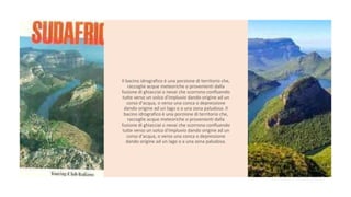 Il bacino idrografico è una porzione di territorio che,
raccoglie acque meteoriche o provenienti dalla
fusione di ghiacciai o nevai che scorrono confluendo
tutte verso un solco d'impluvio dando origine ad un
corso d'acqua, o verso una conca o depressione
dando origine ad un lago o a una zona paludosa. Il
bacino idrografico è una porzione di territorio che,
raccoglie acque meteoriche o provenienti dalla
fusione di ghiacciai o nevai che scorrono confluendo
tutte verso un solco d'impluvio dando origine ad un
corso d'acqua, o verso una conca o depressione
dando origine ad un lago o a una zona paludosa.
 