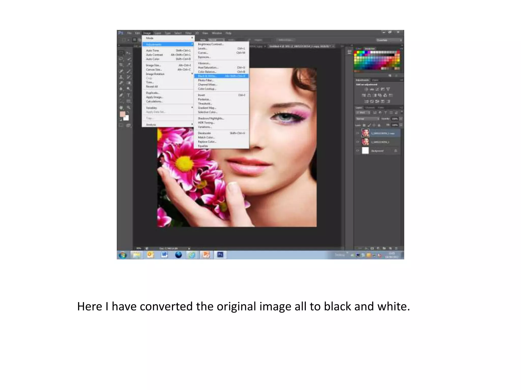 Here I have converted the original image all to black and white.