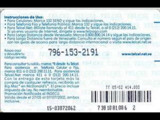 Colección Tarjetas Telefonicas Venezuela Telcel Memoria Remota (2002) Catálogo 1