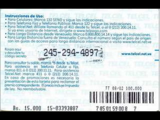 Colección Tarjetas Telefonicas Venezuela Telcel Memoria Remota (2002) Catálogo 1