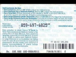 Colección Tarjetas Telefonicas Venezuela Telcel Memoria Remota (2002) Catálogo 1