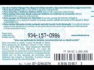 Colección Tarjetas Telefonicas Venezuela Telcel Memoria Remota (2002) Catálogo 1