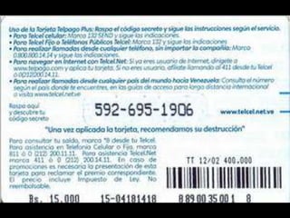 Colección Tarjetas Telefonicas Venezuela Telcel Memoria Remota (2002) Catálogo 1