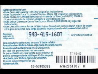 Colección Tarjetas Telefonicas Venezuela Telcel Memoria Remota (2002) Catálogo 1