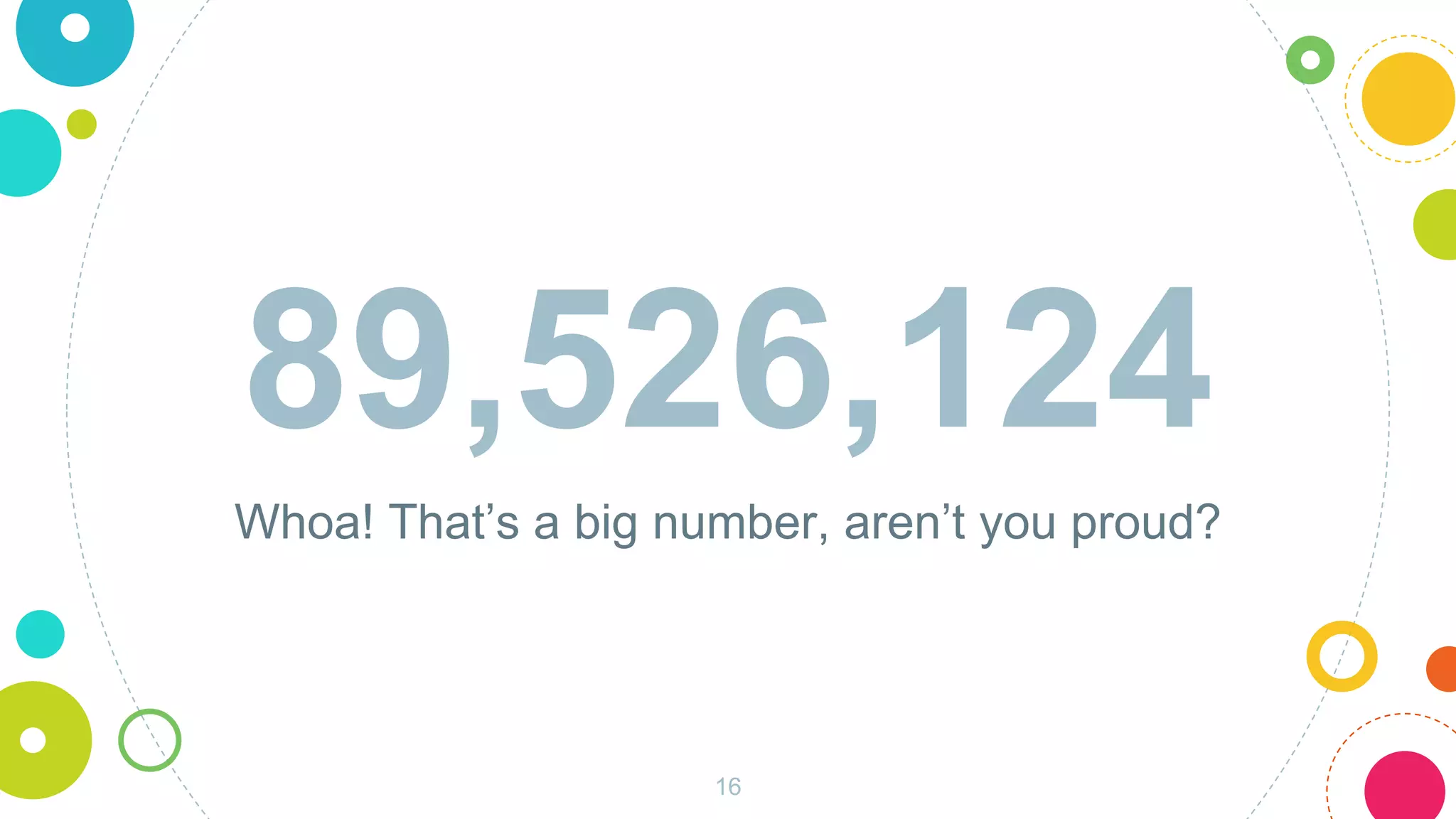 89,526,124
Whoa! That’s a big number, aren’t you proud?
16
 