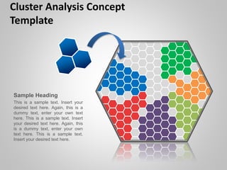 Cluster Analysis Concept
Template
Sample Heading
This is a sample text. Insert your
desired text here. Again, this is a
dummy text, enter your own text
here. This is a sample text. Insert
your desired text here. Again, this
is a dummy text, enter your own
text here. This is a sample text.
Insert your desired text here.
 
