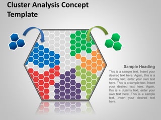 Cluster Analysis Concept
Template
Sample Heading
This is a sample text. Insert your
desired text here. Again, this is a
dummy text, enter your own text
here. This is a sample text. Insert
your desired text here. Again,
this is a dummy text, enter your
own text here. This is a sample
text. Insert your desired text
here.
 