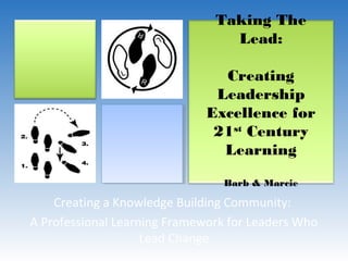 Taking The
                                 Lead:

                                Creating
                               Leadership
                              Excellence for
                               21st Century
                                Learning

                                 Barb & Marcie

    Creating a Knowledge Building Community:
A Professional Learning Framework for Leaders Who
                    Lead Change
 