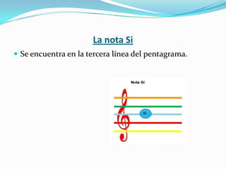 La nota SiSe encuentra en la tercera línea del pentagrama.
