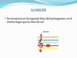 La nota SolSe encuentra en la segunda línea del pentagrama, en el mismo lugar que la clave de sol.