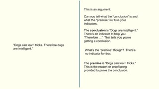 PowerPoint Textbook. Parts of an argument recognizing arguments-1-1-1-1 ...