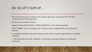 PowerPoint Textbook. Analyzing more complex arguments part 2. Chain ...