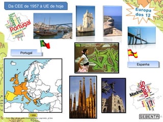 Da CEE de 1957 à UE de hoje
16Fonte: http://europa.eu/abc/history/animated_map/index_pt.htm
PortugalPortugalPortugalPortugal
EspanhaEspanhaEspanhaEspanha
 