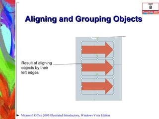 Aligning and Grouping Objects Microsoft Office 2007-Illustrated Introductory, Windows Vista Edition Result of aligning  objects by their  left edges 
