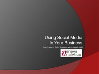 Using Social Media In Your Business Plan, Launch, Build Business Workshop® #502 