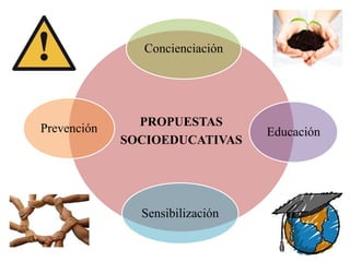 Concienciación




               PROPUESTAS
Prevención                       Educación
             SOCIOEDUCATIVAS




               Sensibilización
 