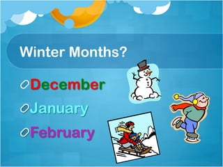 Winter Months?

!  December
!  January
!  February
 