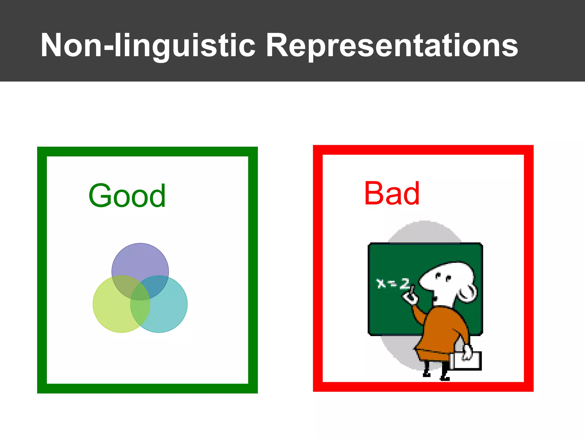 Non-linguistic Representations Good Bad 