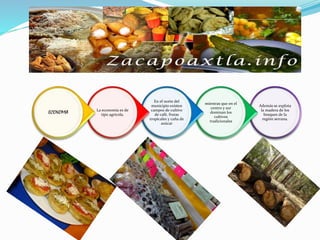 Además se explota
la madera de los
bosques de la
región serrana.
mientras que en el
centro y sur
dominan los
cultivos
tradicionales
En el norte del
municipio existen
campos de cultivo
de café, frutas
tropicales y caña de
azúcar
La economía es de
tipo agrícola.ECONOMIA
 