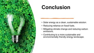 Presentation about Generation of Electricity using Solar Energy | PPTX