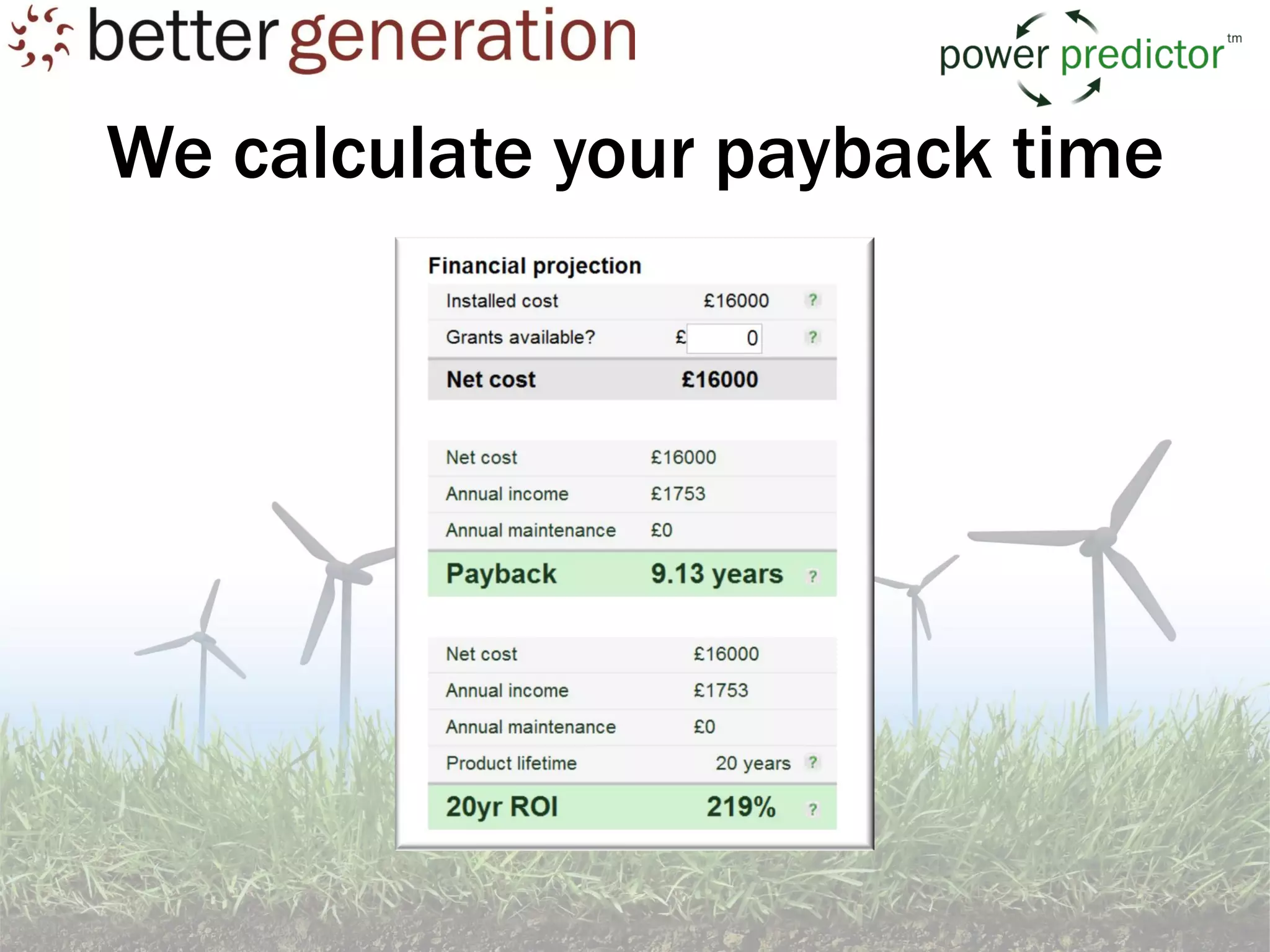 We calculate your payback time
 