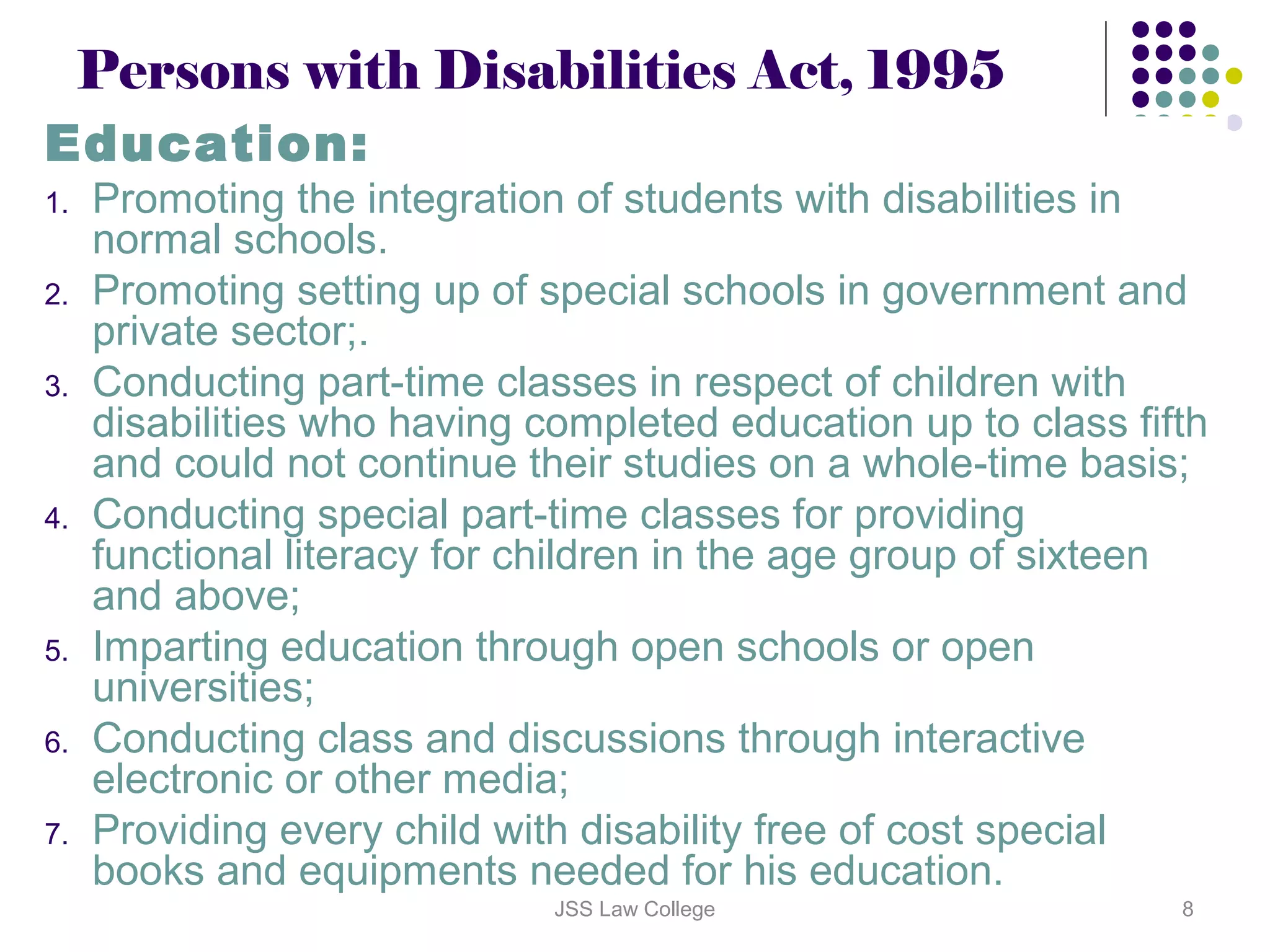 Person with disability act 1995 | PPT