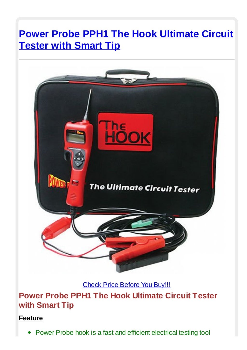 Power probe pph1 the hook ultimate circuit tester with smart tip