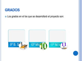 GRADOSLos grados en el los que se desarrollará el proyecto son: