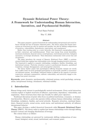 Dynamic Relational Power Theory: Understanding Human Interaction ...