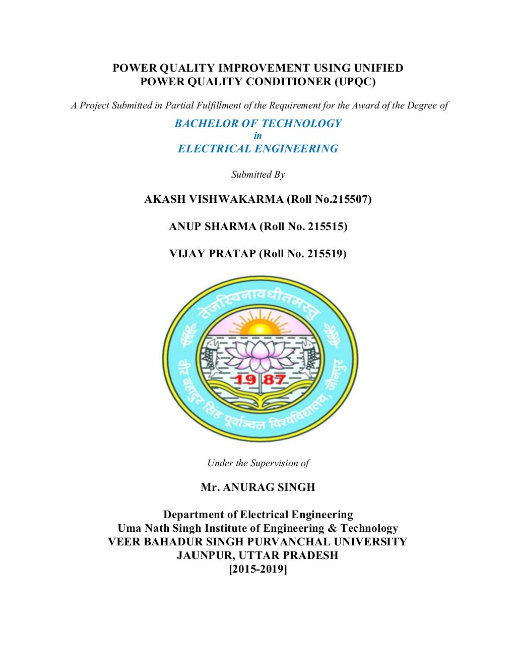 Power quality improvement using UPQC