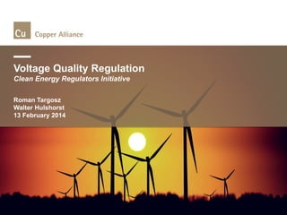 Voltage Quality Regulation
Clean Energy Regulators Initiative
Roman Targosz
Walter Hulshorst
13 February 2014

 