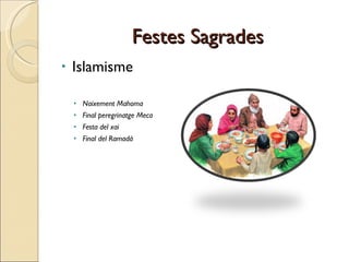 Festes Sagrades Islamisme Naixement Mahoma Final peregrinatge Meca Festa del xai Final del Ramadà 
