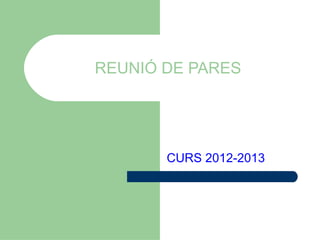 REUNIÓ DE PARES




       CURS 2012-2013
 