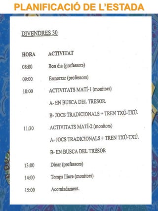 PLANIFICACIÓ DE L’ESTADA
 