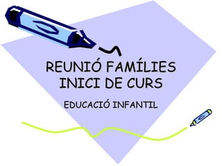 REUNIÓ FAMÍLIES
INICI DE CURS
EDUCACIÓ INFANTIL

 