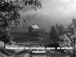 Rodeado por las cristalinas aguas de un lindo riachuelo.