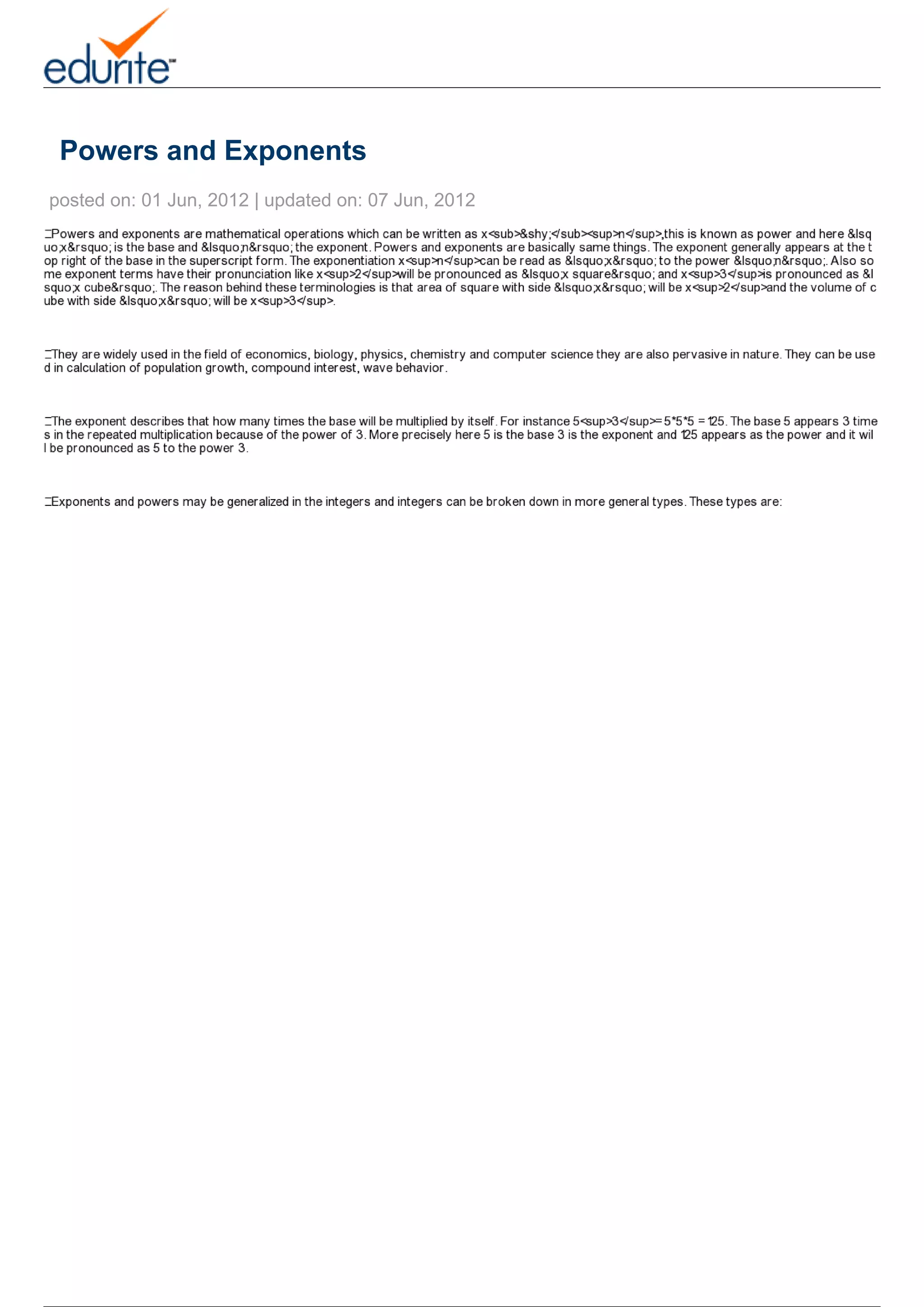 Powers+and+Exponents | PDF