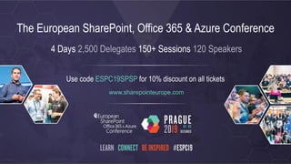 @ClubPowerBI @aosComm @GUSS_FRANCEPower Saturday 2019
The European SharePoint, Office 365 & Azure Conference
4 Days 2,500 Delegates 150+ Sessions 120 Speakers
Use code ESPC19SPSP for 10% discount on all tickets
www.sharepointeurope.com
 