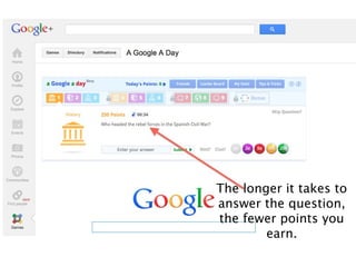 The longer it takes to
answer the question,
the fewer points you
        earn.
 